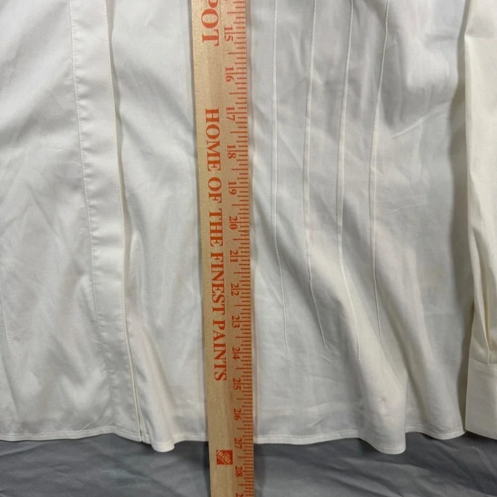 Lafayette 148 New York Womens 16 White Pintuck Button Up Shirt Long Sleeve - Picture 5 of 8